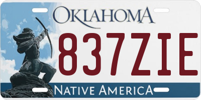 OK license plate 837ZIE