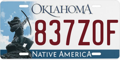 OK license plate 837ZOF