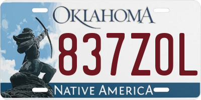OK license plate 837ZOL