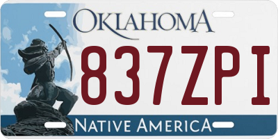 OK license plate 837ZPI