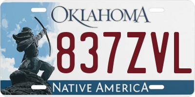OK license plate 837ZVL