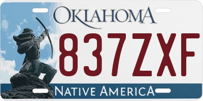 OK license plate 837ZXF