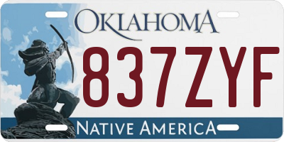 OK license plate 837ZYF
