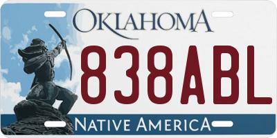 OK license plate 838ABL