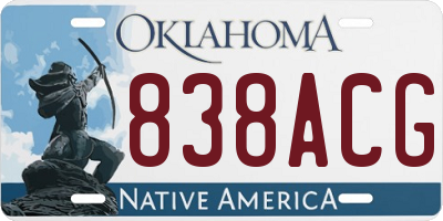 OK license plate 838ACG