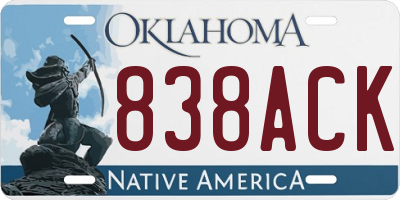 OK license plate 838ACK