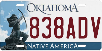 OK license plate 838ADV