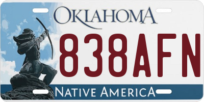 OK license plate 838AFN