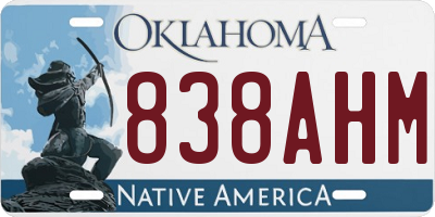 OK license plate 838AHM