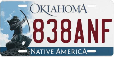 OK license plate 838ANF