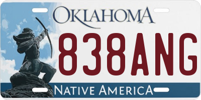 OK license plate 838ANG