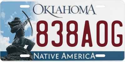 OK license plate 838AOG