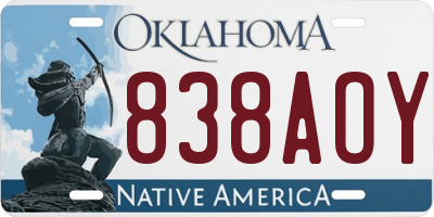 OK license plate 838AOY