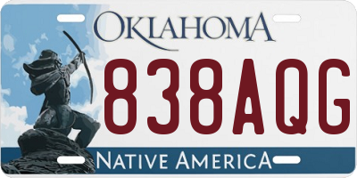 OK license plate 838AQG