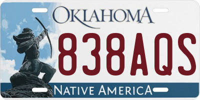 OK license plate 838AQS