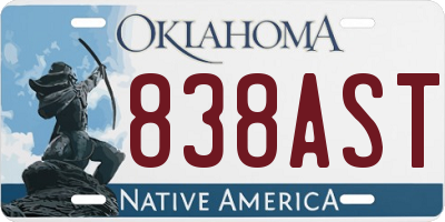 OK license plate 838AST