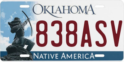 OK license plate 838ASV