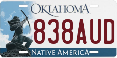 OK license plate 838AUD
