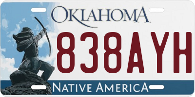 OK license plate 838AYH