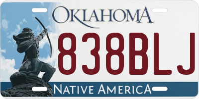 OK license plate 838BLJ