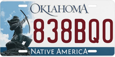 OK license plate 838BQO