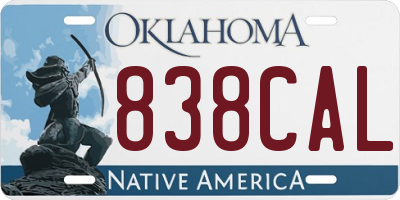 OK license plate 838CAL