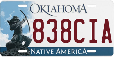 OK license plate 838CIA