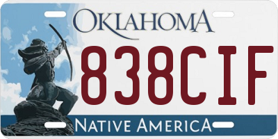 OK license plate 838CIF