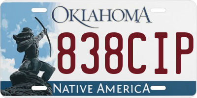 OK license plate 838CIP