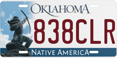 OK license plate 838CLR