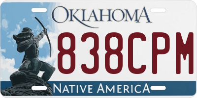 OK license plate 838CPM