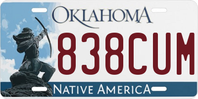 OK license plate 838CUM