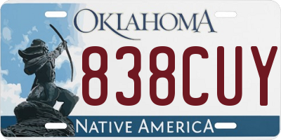 OK license plate 838CUY