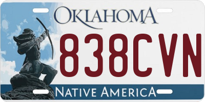 OK license plate 838CVN