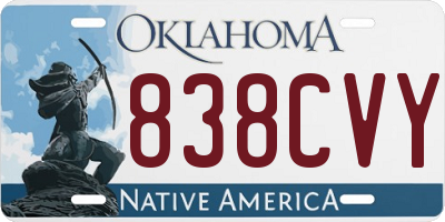 OK license plate 838CVY
