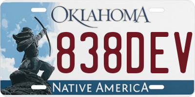 OK license plate 838DEV