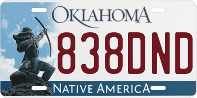 OK license plate 838DND