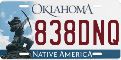 OK license plate 838DNQ