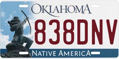 OK license plate 838DNV