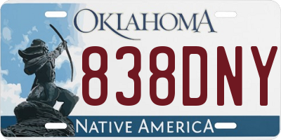 OK license plate 838DNY