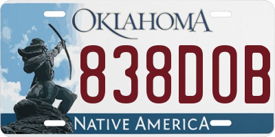 OK license plate 838DOB