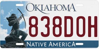 OK license plate 838DOH