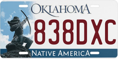 OK license plate 838DXC