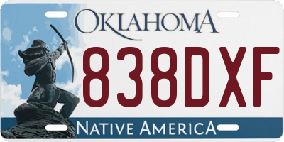 OK license plate 838DXF