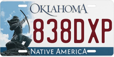 OK license plate 838DXP