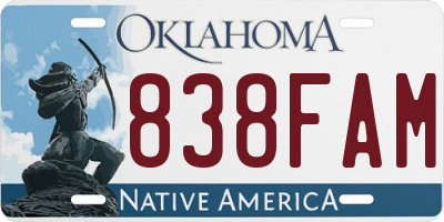 OK license plate 838FAM