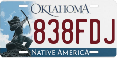 OK license plate 838FDJ