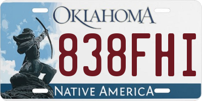OK license plate 838FHI