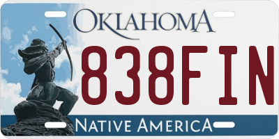 OK license plate 838FIN