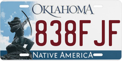 OK license plate 838FJF
